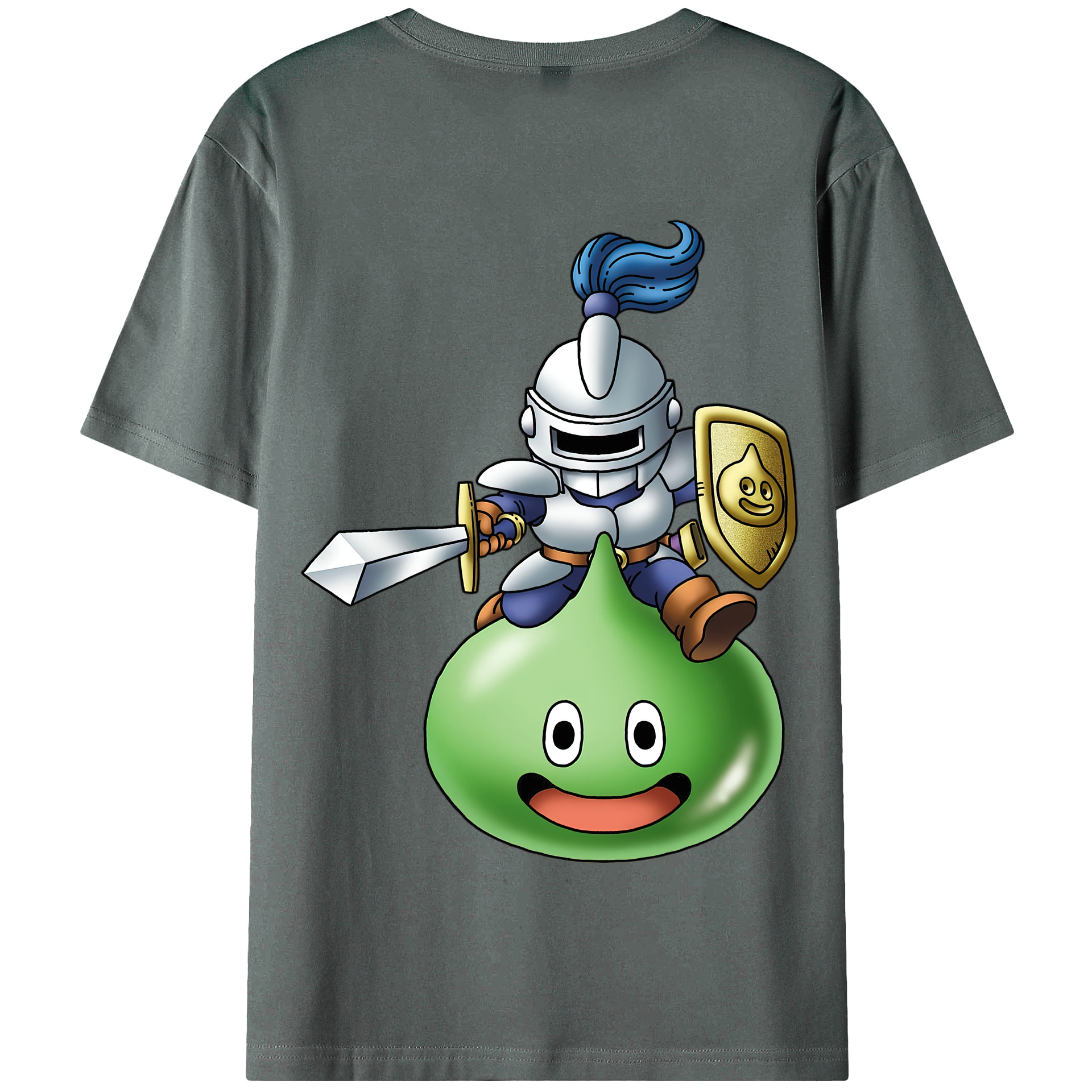（画像用） ドラゴンクエスト Doragon Kuesuto Dragon Quest 綿100％半袖Tシャツ（背面プリント）